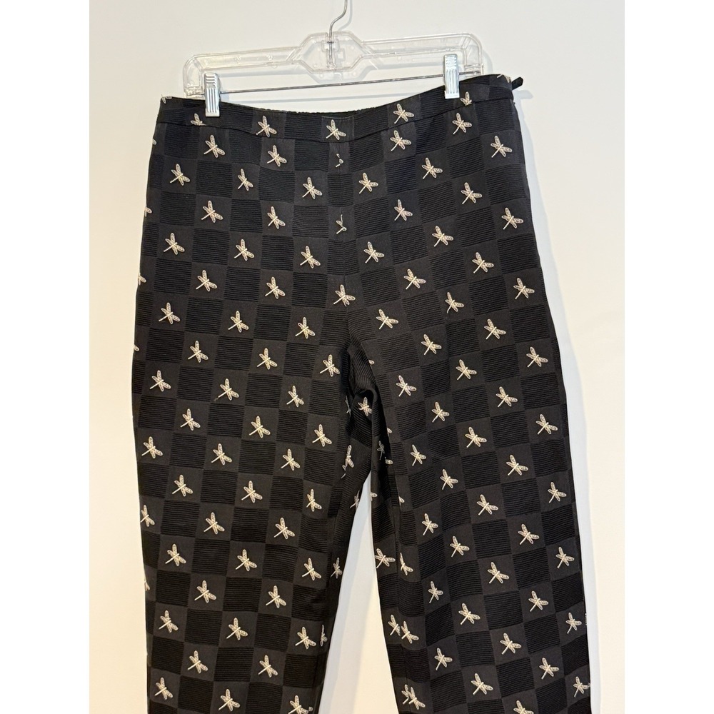 Vintage Talbots Women's Sz 16 Dragonfly Embroidered Cotton Straight Crop Pant - Picture 2 of 8